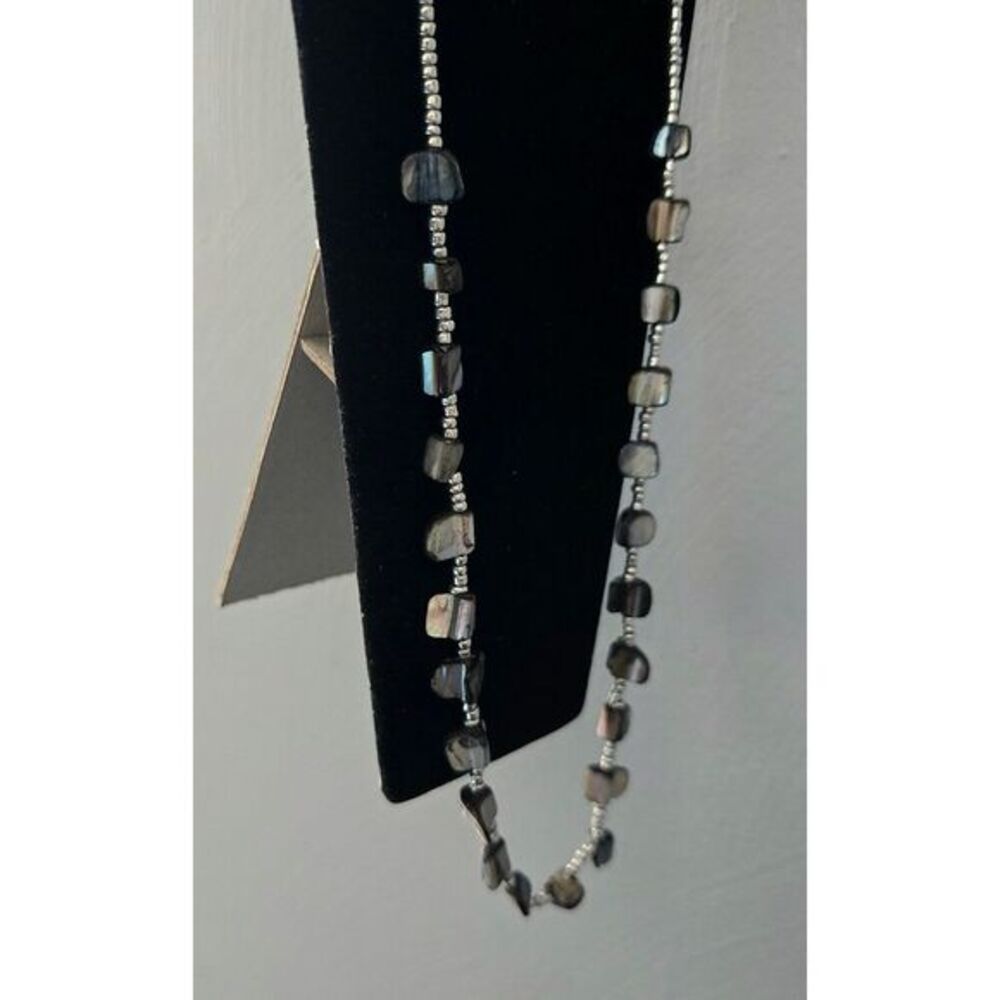 VTG Mother of Pearl and Hematite Necklace 22" Necklace‎